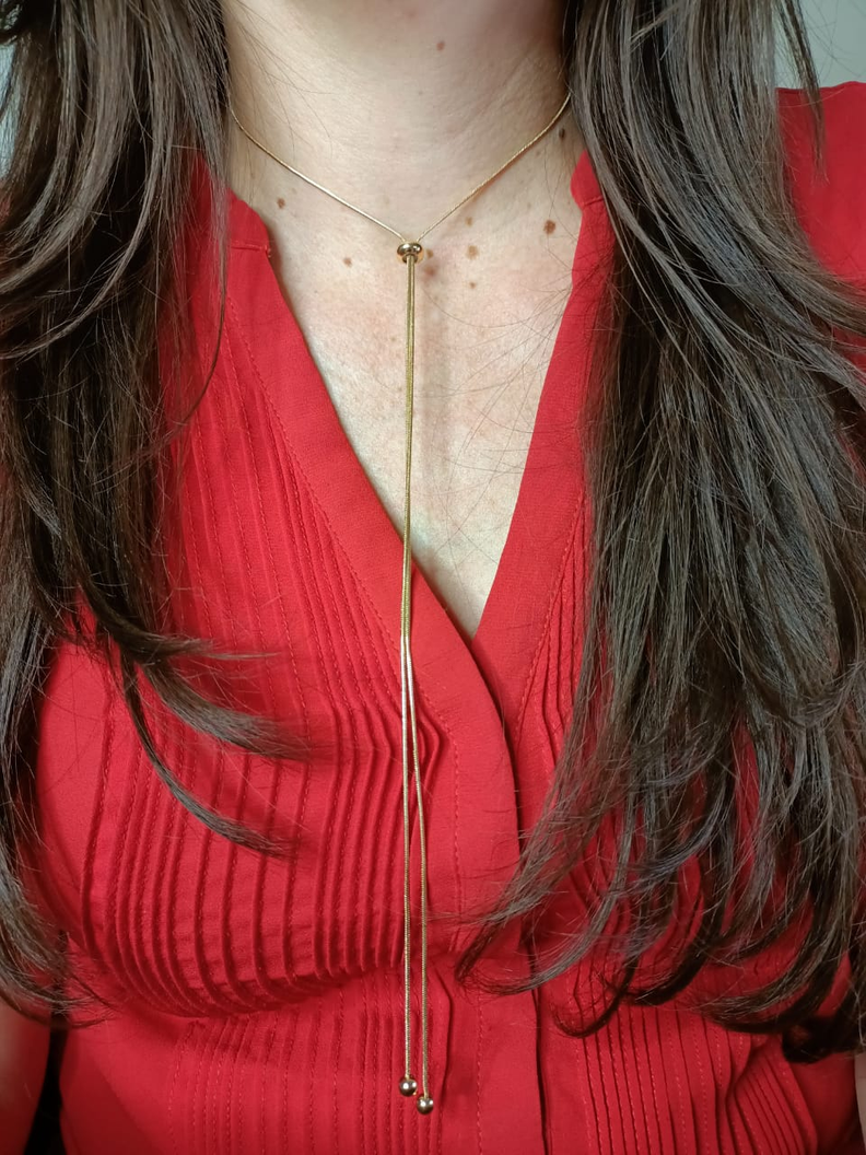 Colgante Collar Largo Regulable Medida Ajustable Minimalista enchapado en oro-2