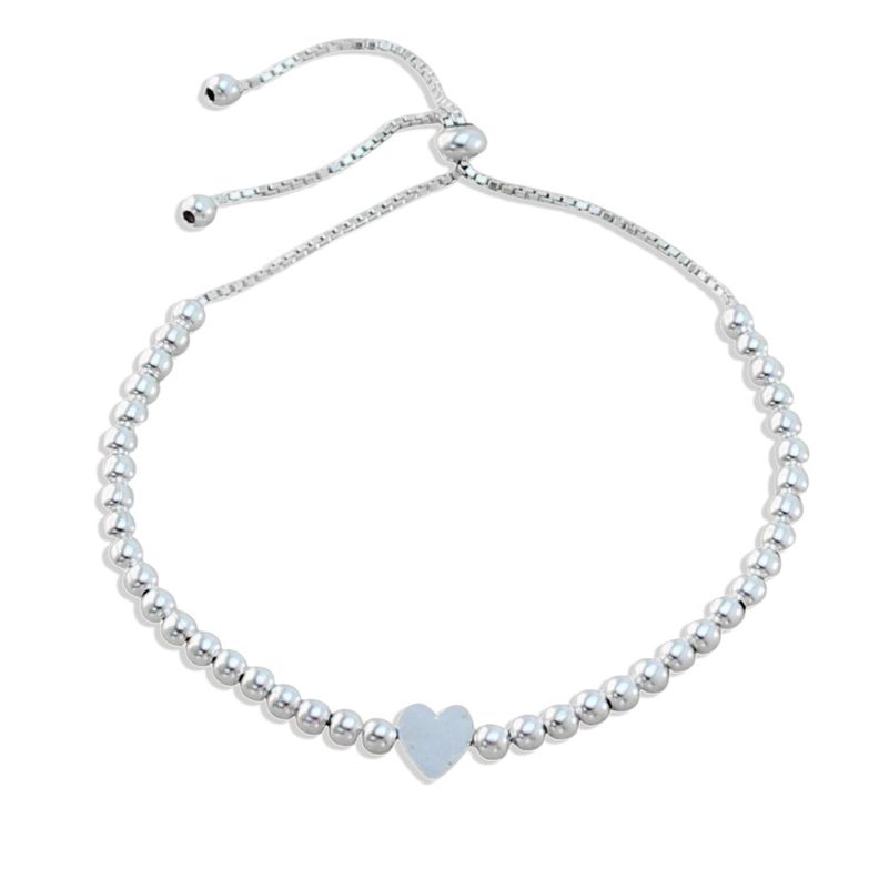 Pulsera De Plata Ajustable De Corazón - Mabelita-0
