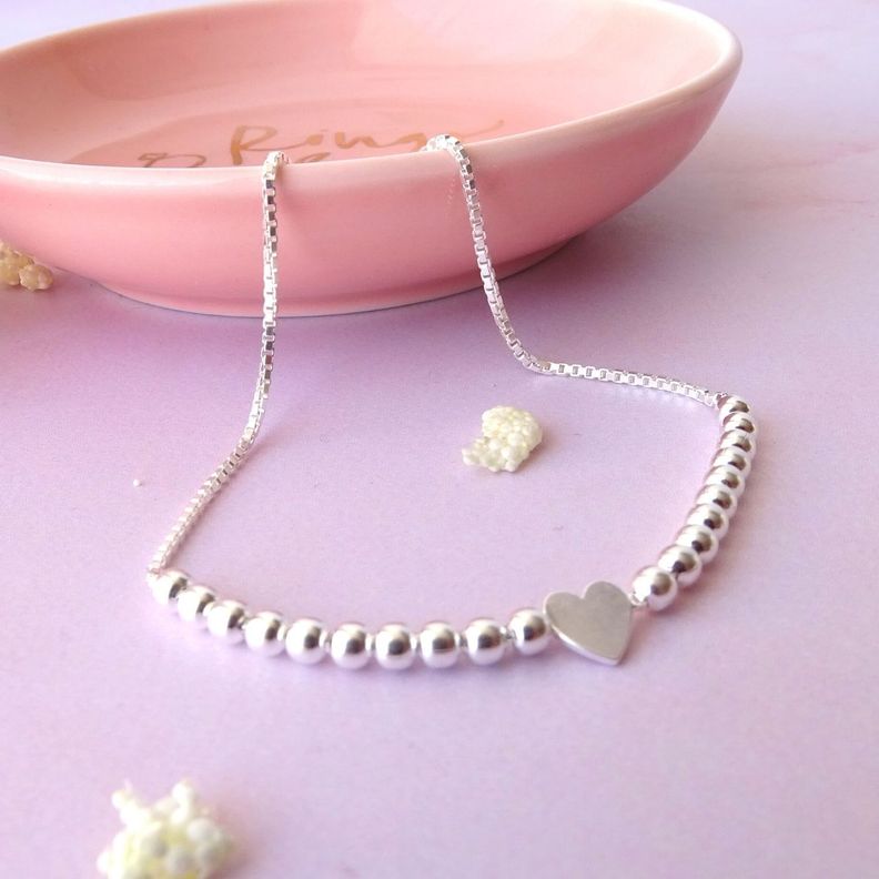 Pulsera De Plata Ajustable De Corazón - Mabelita-2