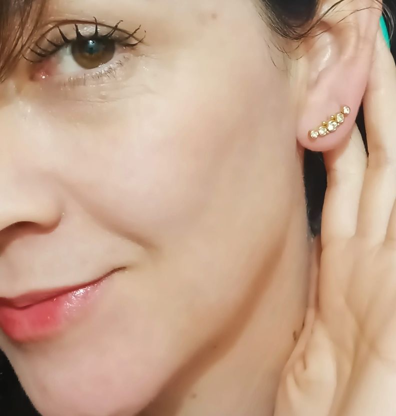 Piercing Oreja Tragus Conch Zircon Chapado En Oro 18k Unidad-2