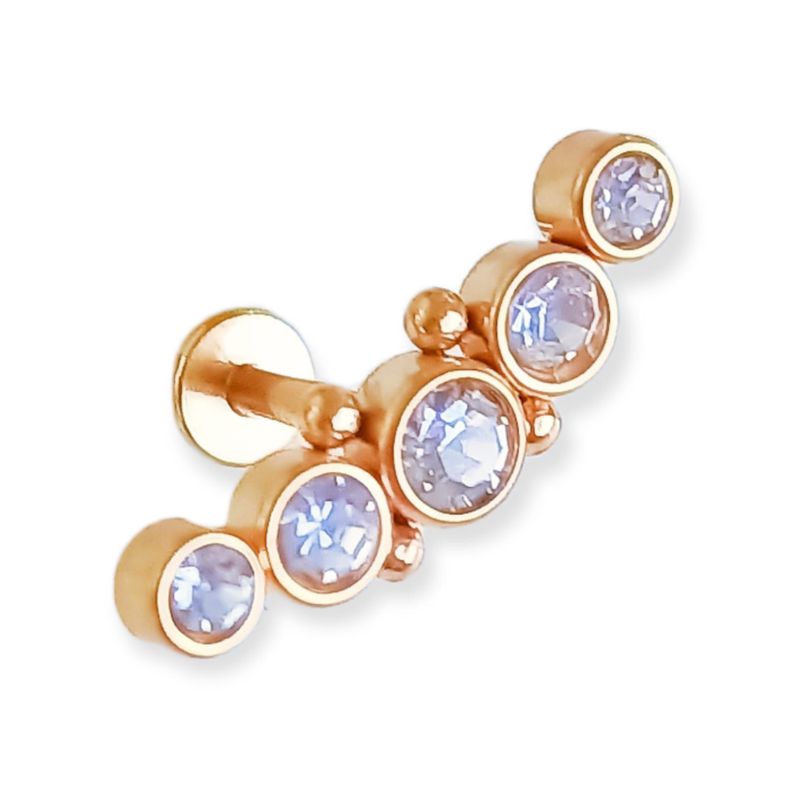 Piercing Oreja Tragus Conch Zircon Chapado En Oro 18k Unidad-0