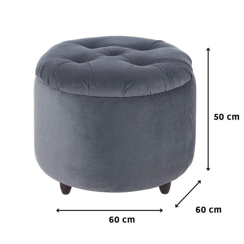 Pouf Baúl Zoe Gris Felpa 60x60x50 Cm Máxima Design-7