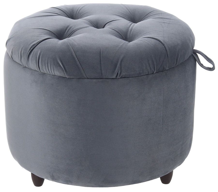Pouf Baúl Zoe Gris Felpa 60x60x50 Cm Máxima Design-0