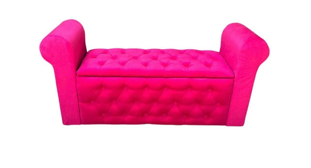 Banqueta Baul Capitone fucsia felpa-0