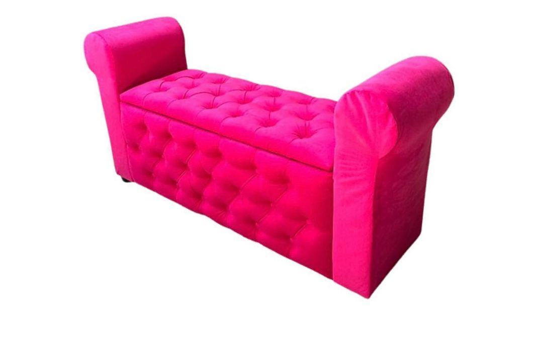 Banqueta Baul Capitone fucsia felpa-1