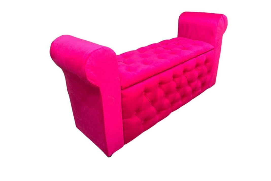 Banqueta Baul Capitone fucsia felpa-2