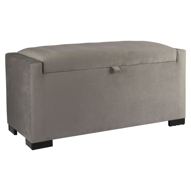 Banqueta con Baúl Leyzy Gris Felpa 40X55X105 cm Máxima Design-1