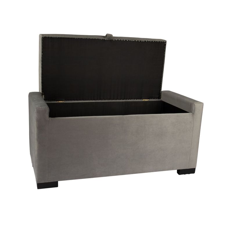 Banqueta con Baúl Leyzy Gris Felpa 40X55X105 cm Máxima Design-2