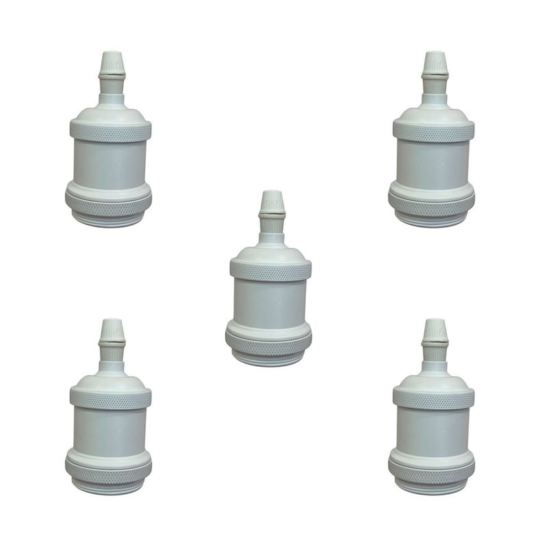 Pack 5 Soquetes E-27 Retro Blanco Vintage-0