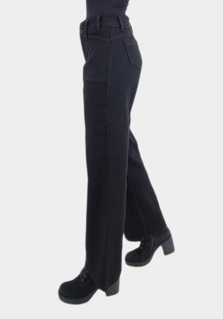 Jeans color wide leg negro-1