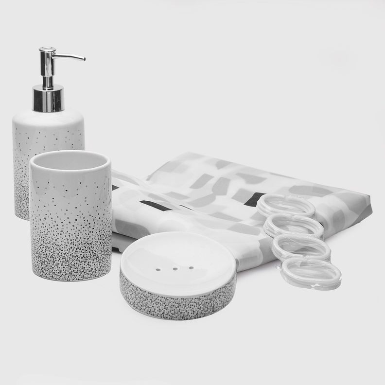 Set de Baño 16 piezas c/ Cortina Gris-0
