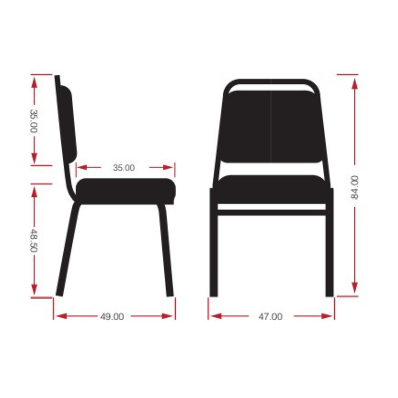 Silla Auditorio Tapizada Azul 84x49x47 cm-4