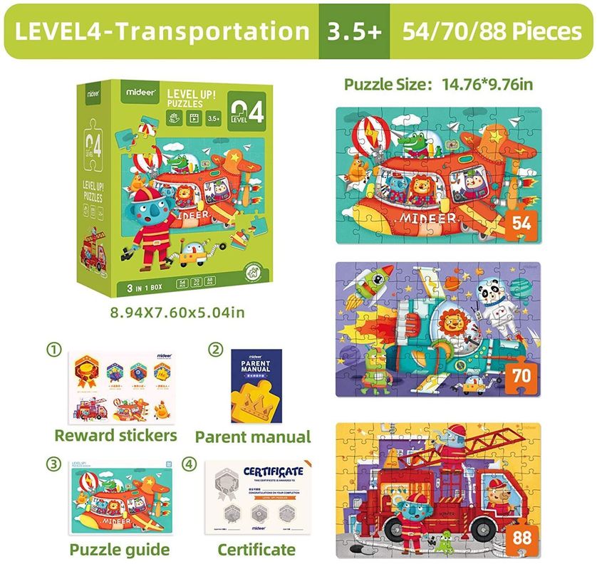 LEVEL PUZZLE NIVEL 4 VEHICULOS, 3 PUZZLES-2