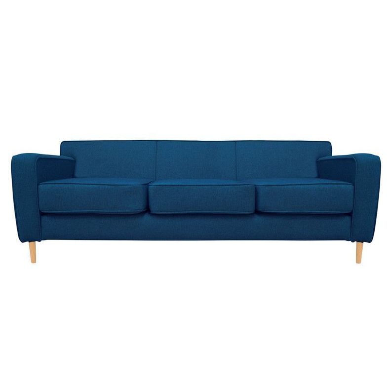 Sofa Lilen Chenille Tipo Lino Azul 3 Cuerpos