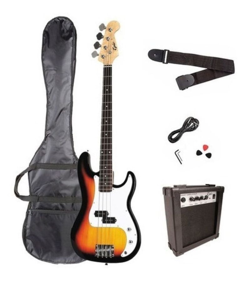 Pack Bajo Electrico 46 Pulgadas Amplificador 10W, Correa, Funda-0
