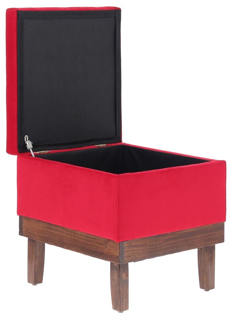 Pouf Baúl Emilia Rojo Felpa 45x45x46 cm Máxima Design-2