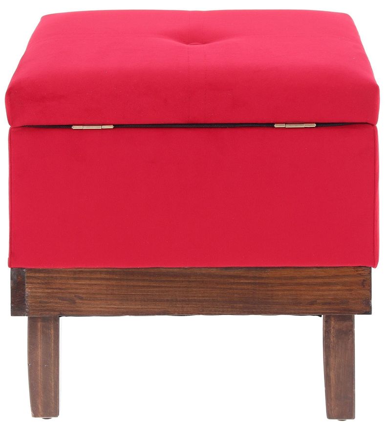 Pouf Baúl Emilia Rojo Felpa 45x45x46 cm Máxima Design-4