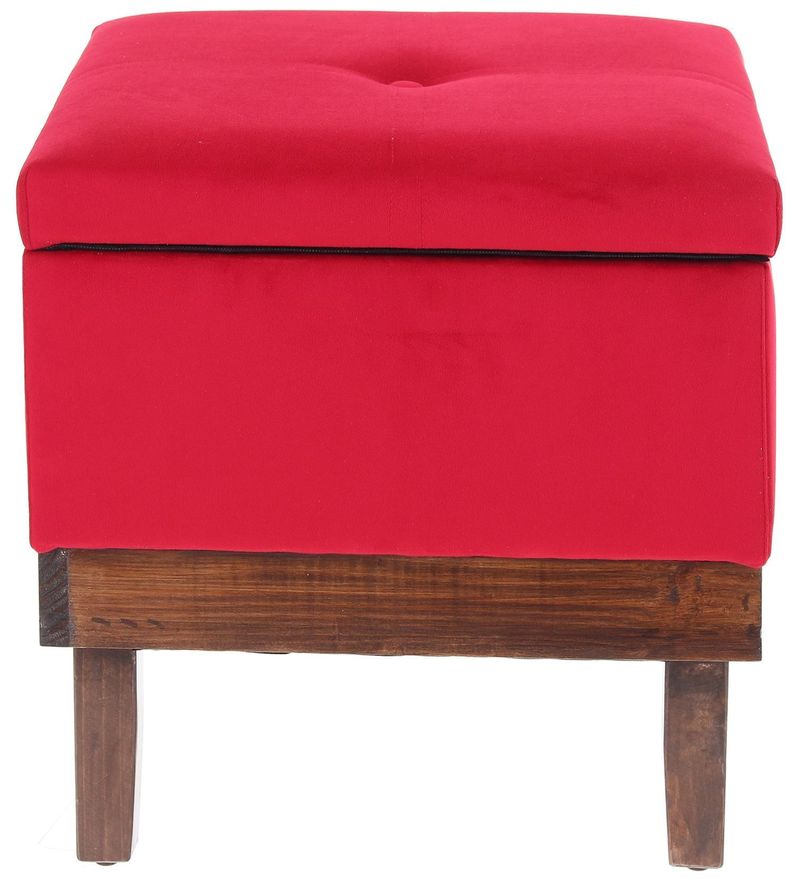Pouf Baúl Emilia Rojo Felpa 45x45x46 cm Máxima Design-1