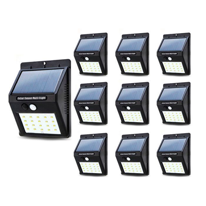 Pack 10 Focos Solar 20 Led Con sensor de Movimiento-0
