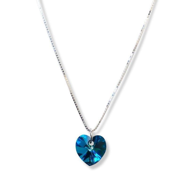 Collar Corazón Cristal Austríaco Cadena Veneciana Plata Fina 925-0