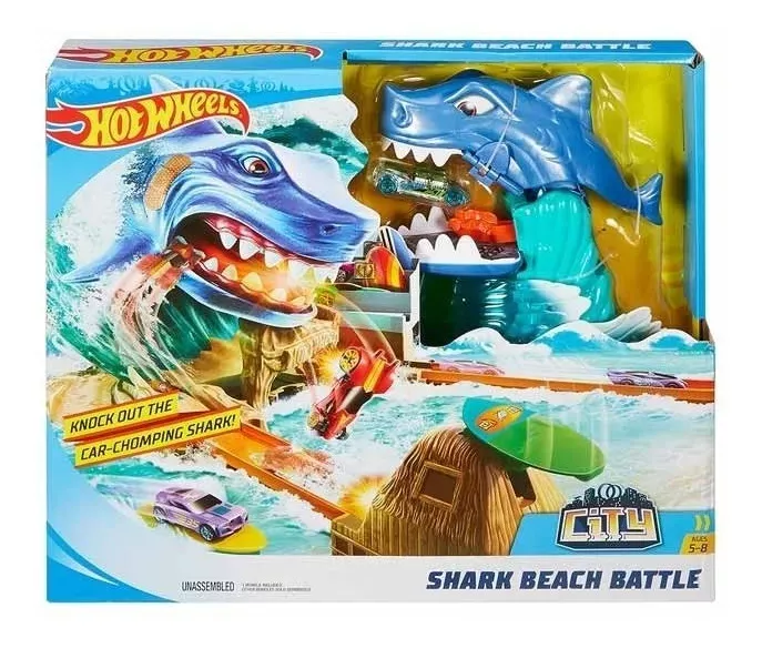 Hot Wheels Pista Playa Tiburón Devorador -0