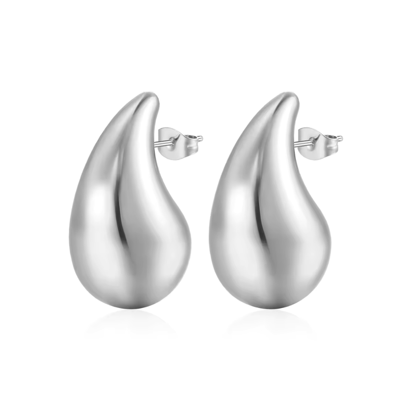 Aros Plata Estilo Gota Chunky 26 mm