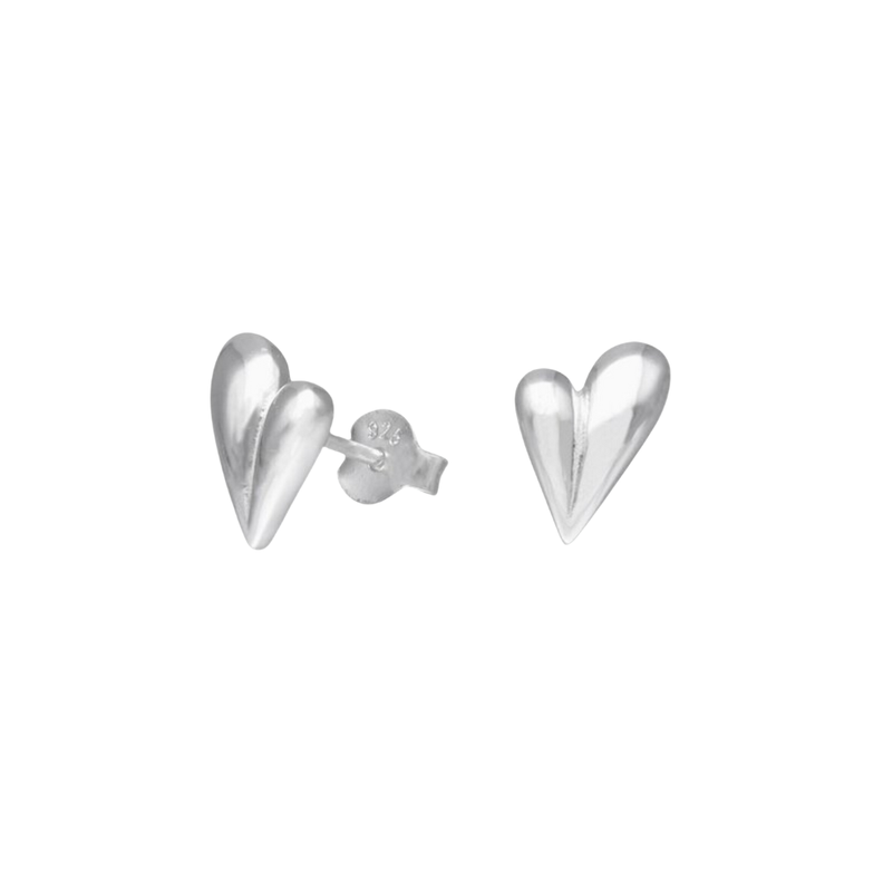Aros de Plata Corazones Estilo Chunky-0