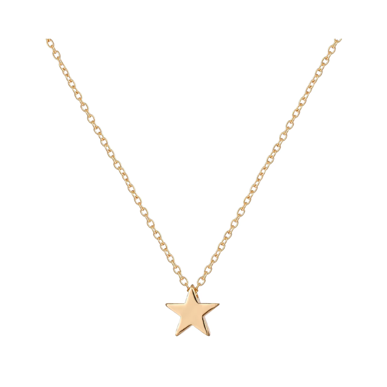 Collar con Colgante de Acero Estrella Dorado-0