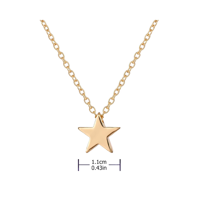 Collar con Colgante de Acero Estrella Dorado-1