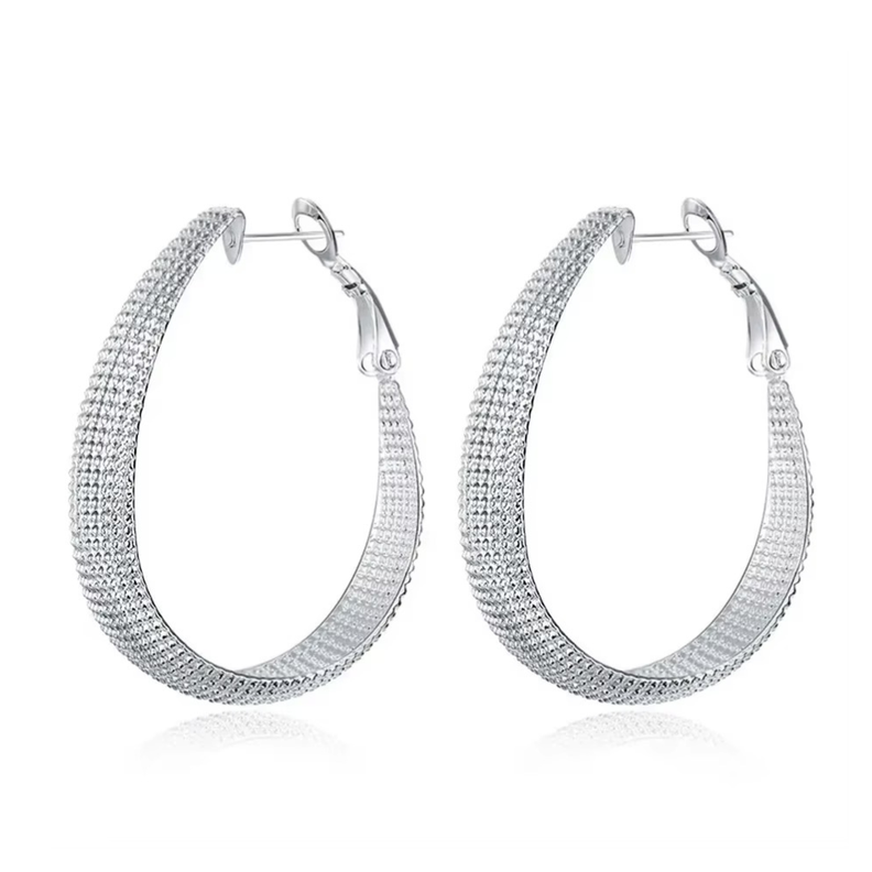 Aros Plata En U Facetado 40 mm