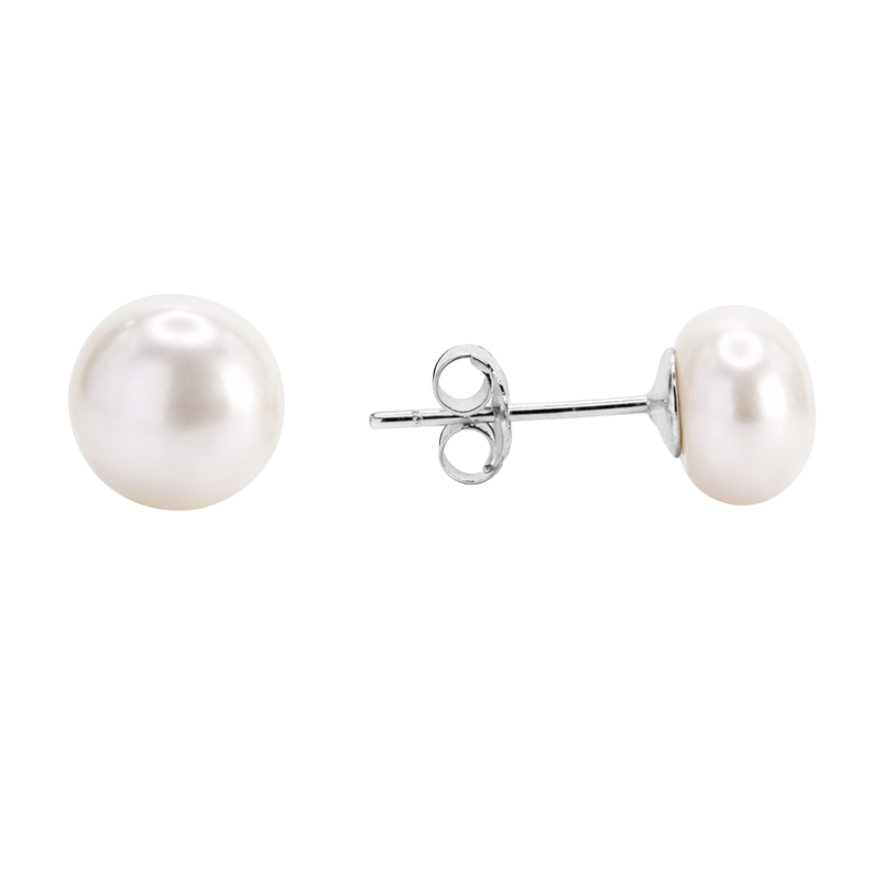 Aros De Plata 925 Perla Achatada 12 mm
