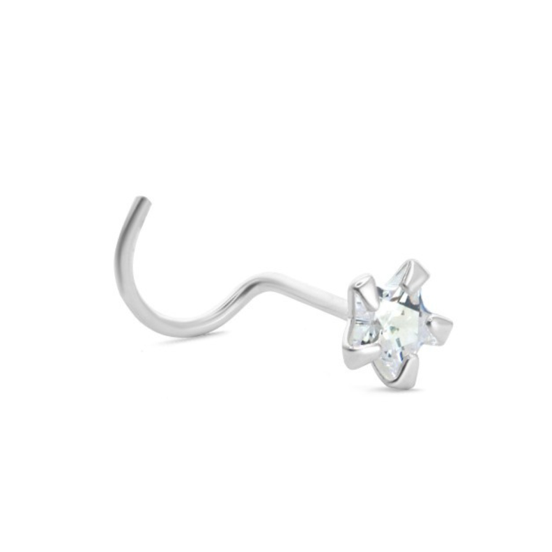 Piercing de Nariz de Plata Estrella de Circón-0
