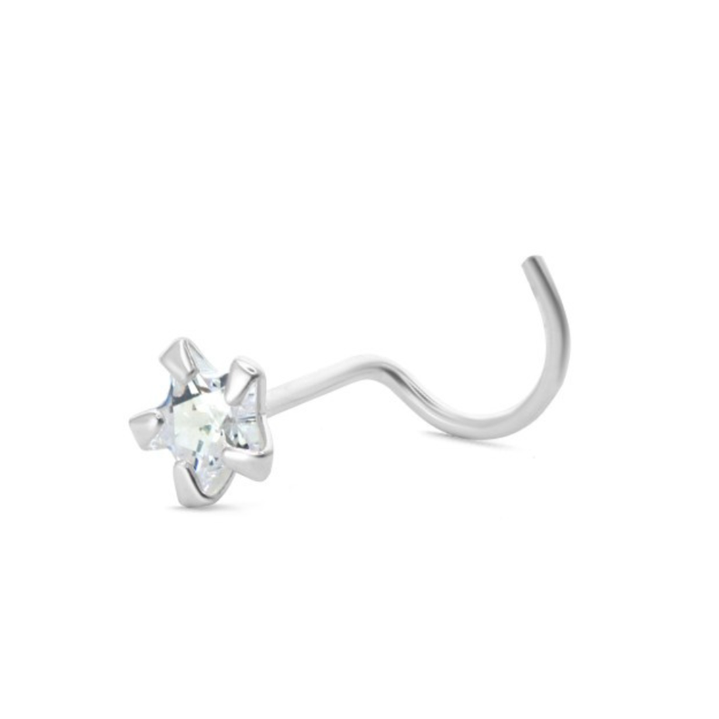 Piercing de Nariz de Plata Estrella de Circón-1