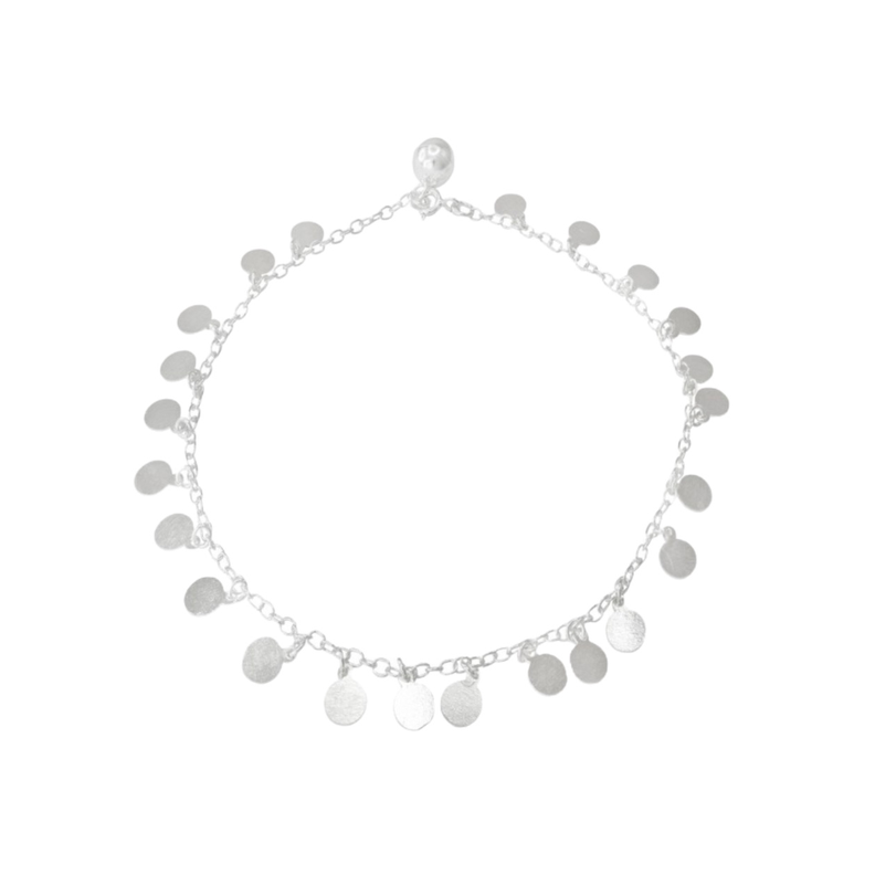 Tobillera De Plata Con Círculos Colgantes-1