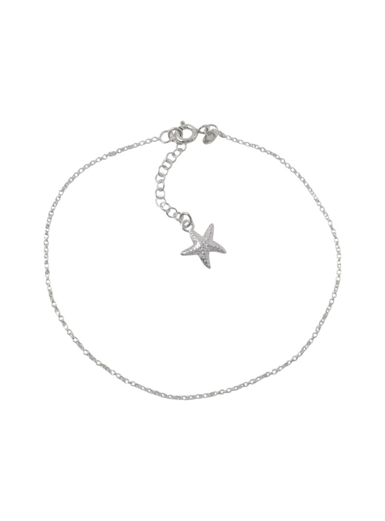 Tobillera de Plata Cadena Lisa Rolo Estrella-0