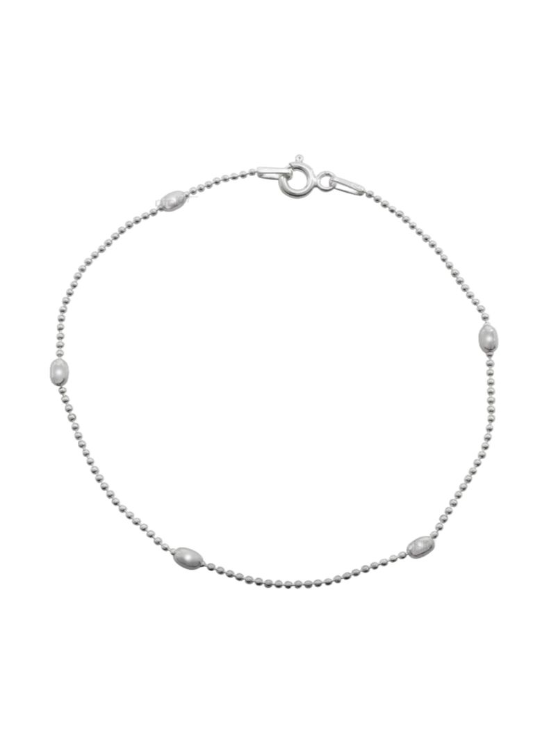 Pulsera De Plata Cadena Punto Con Ovalos-0
