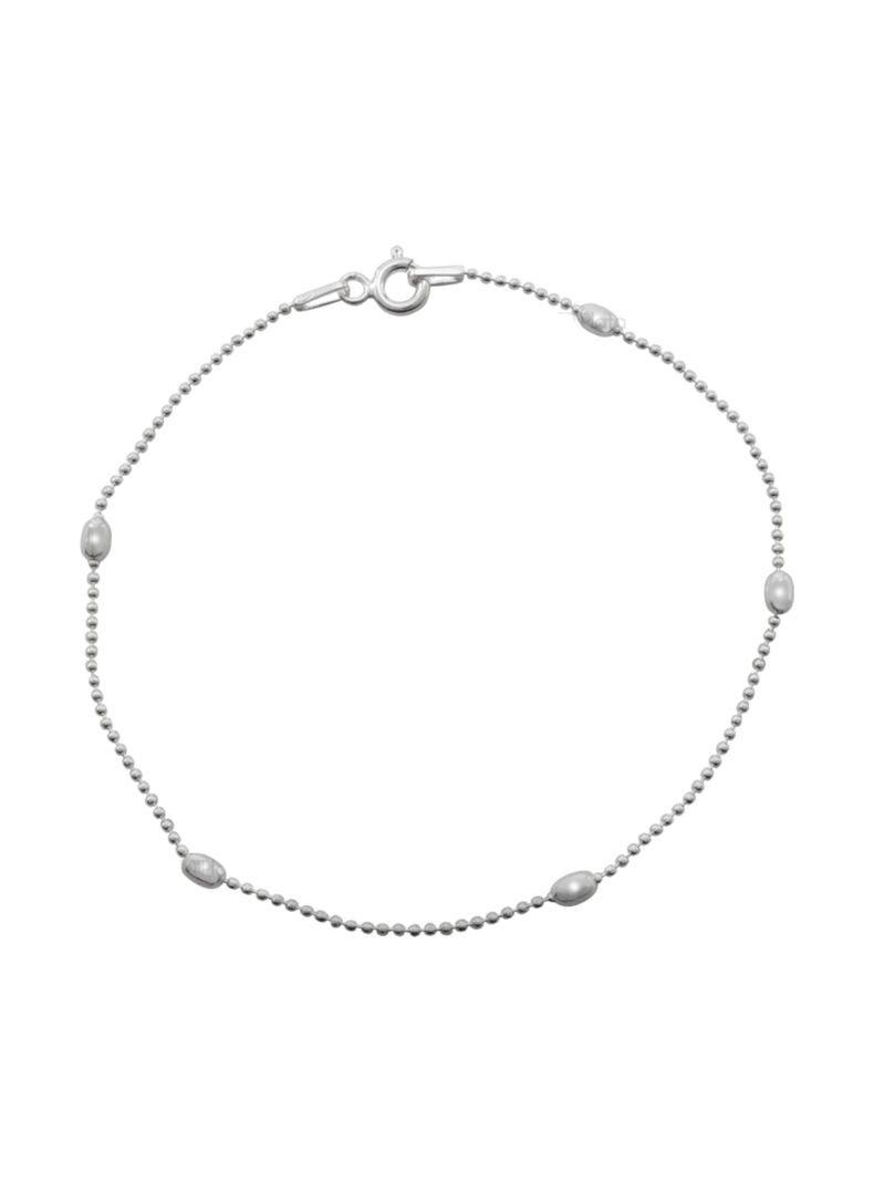 Pulsera De Plata Cadena Punto Con Ovalos-1