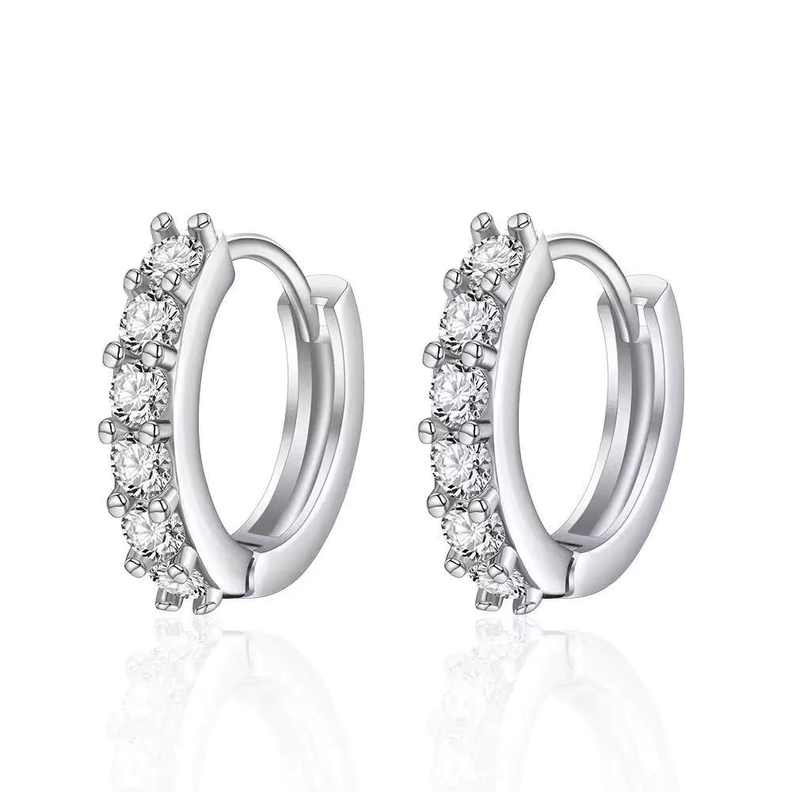Aros Mini Argollas Con Circones Plateado