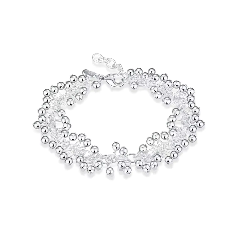 Pulsera Plateada Tipo Uvas Colgantes-0