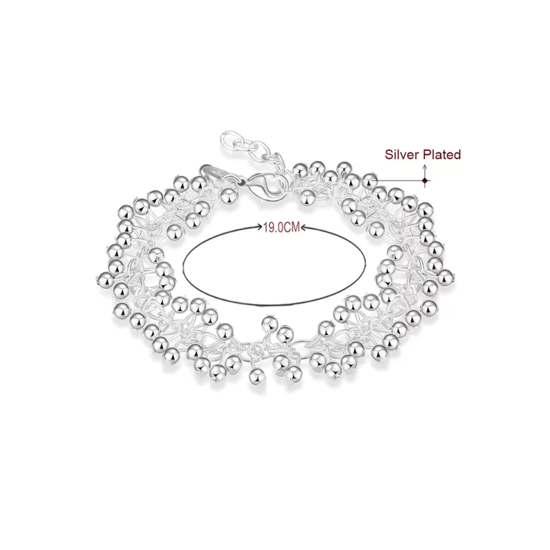 Pulsera Plateada Tipo Uvas Colgantes-1