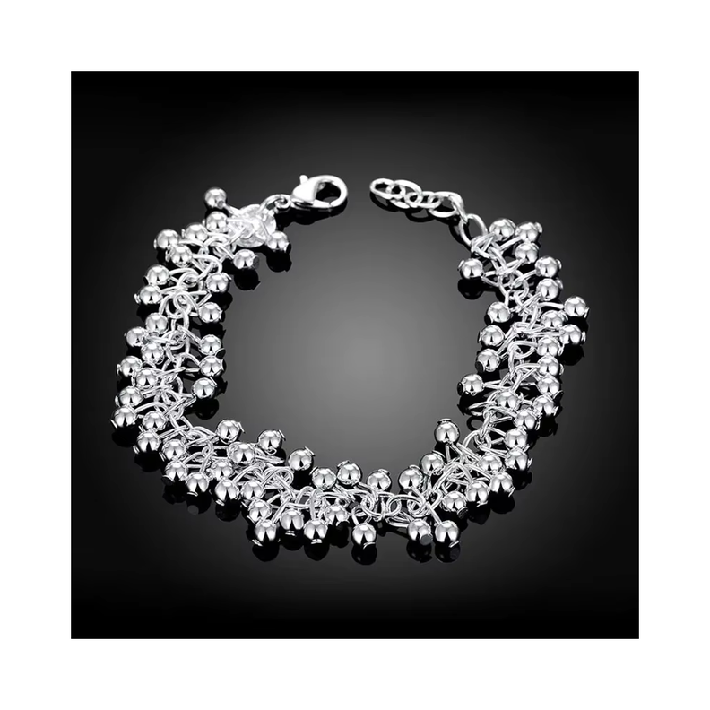 Pulsera Plateada Tipo Uvas Colgantes-2
