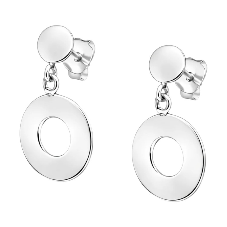 Aros Colgantes Doble C rculo Plateado