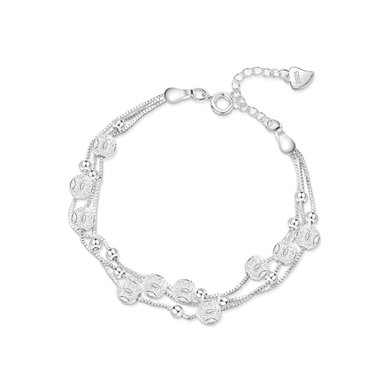 Pulsera Plateada Diseños Multicapa-0