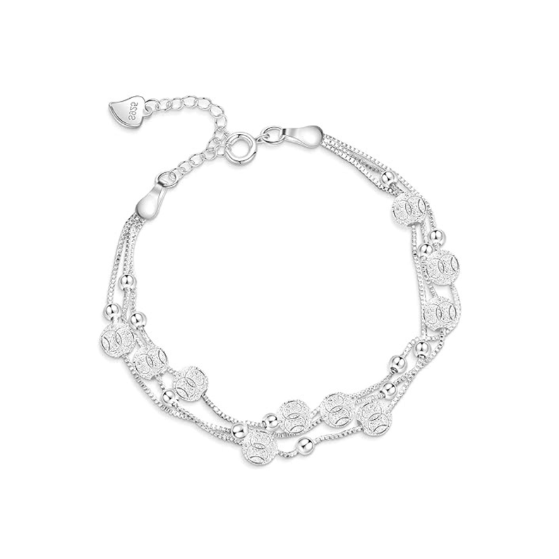Pulsera Plateada Diseños Multicapa-1