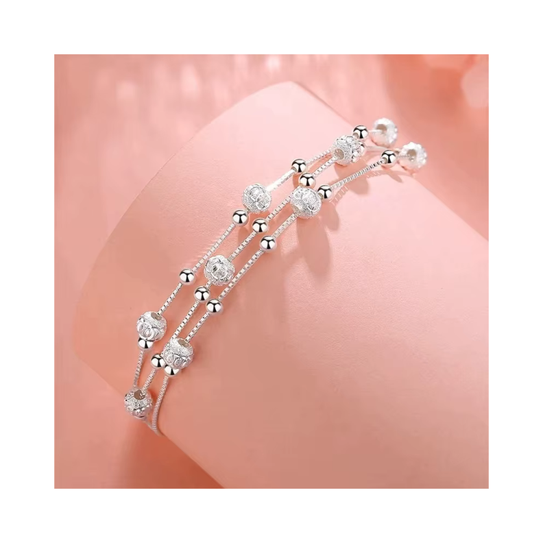 Pulsera Plateada Diseños Multicapa-2