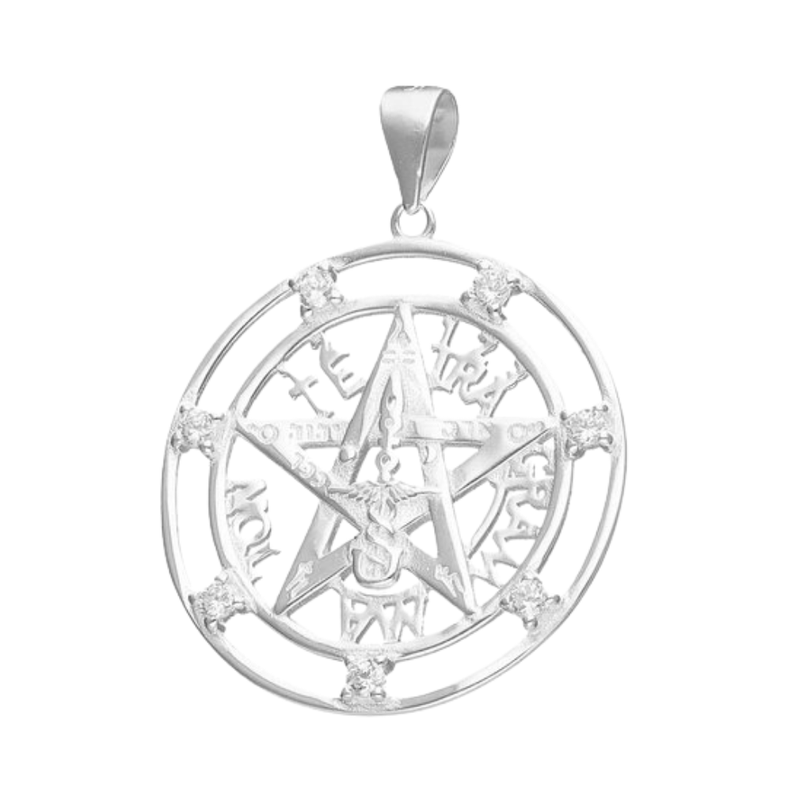 Colgante de Plata Tetragrammaton con Circones de 24 mm-0