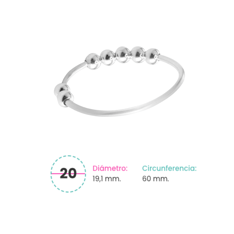 Anillo de Plata 925 Anti Estrés con Esferas-2