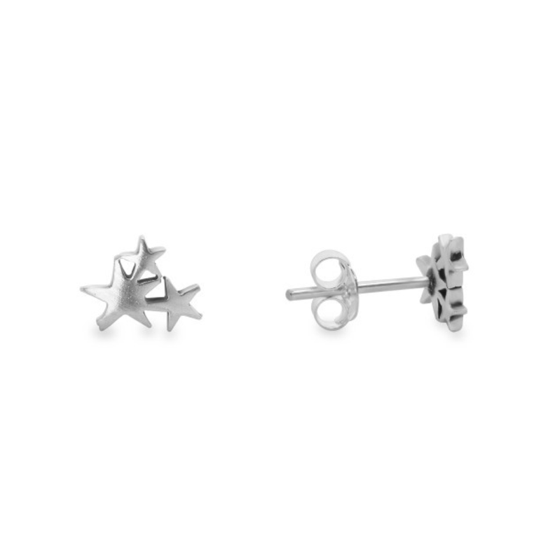 Aros de Plata Trio de Estrellas Lisas