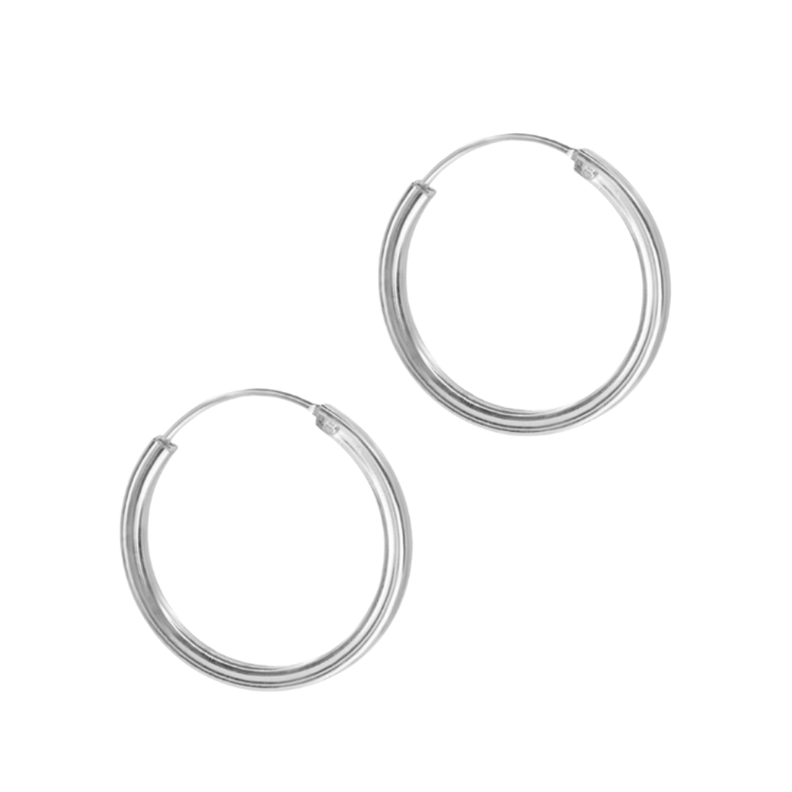 Aros de Plata Argollas Lisas Con Borde Cuadrado-1