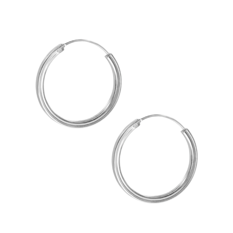 Aros de Plata Argollas Lisas Con Borde Cuadrado-2